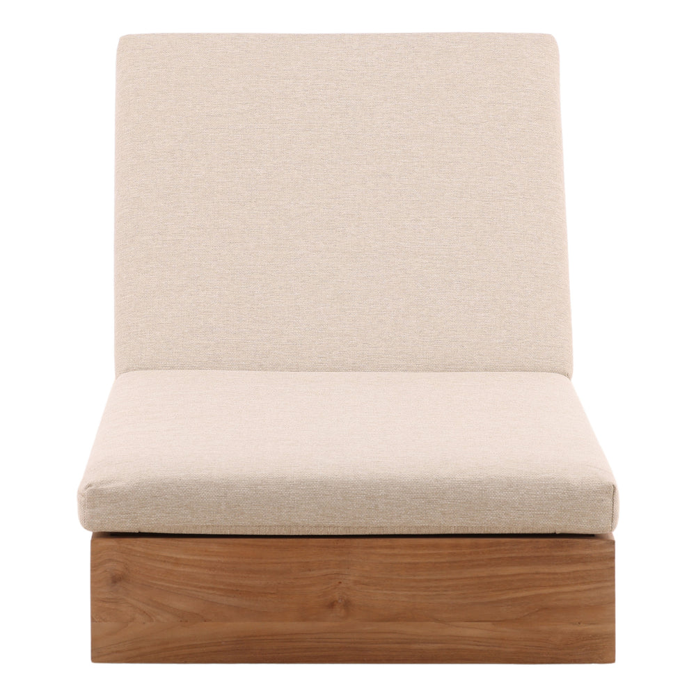 Outdoor Basketweave Tweed and Teak Chaise