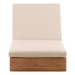 Outdoor Basketweave Tweed and Teak Chaise