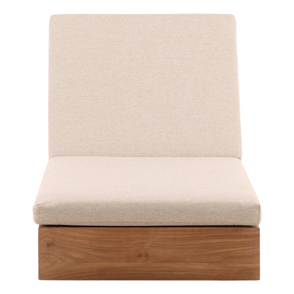 Outdoor Basketweave Tweed and Teak Chaise