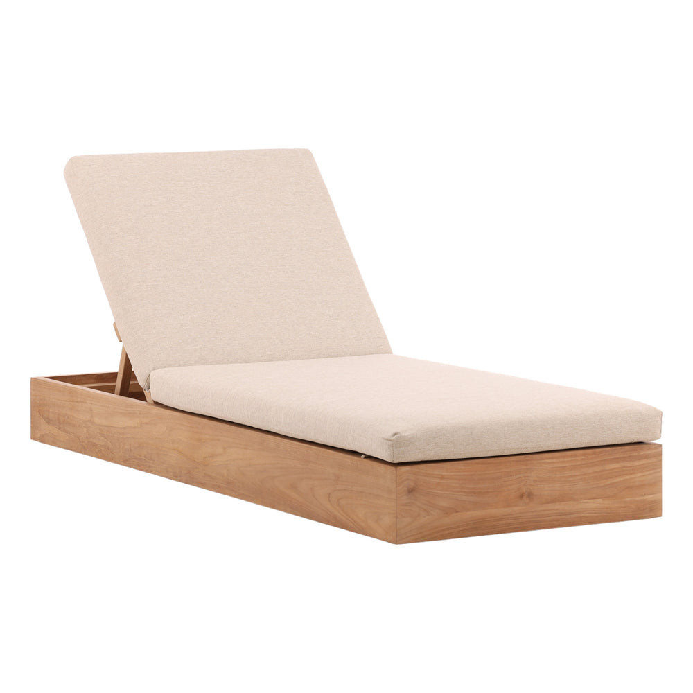 Outdoor Basketweave Tweed and Teak Chaise