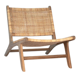 Teak Wood and Rattan Occasional Chair - Natural Finish
