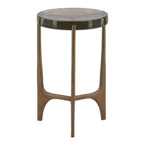Glass and Aluminum Side Table
