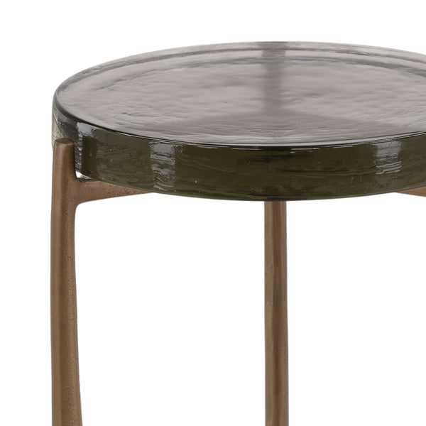 Glass and Aluminum Side Table