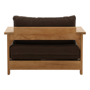 Outdoor Brown Upholstered Teak Wood Chair