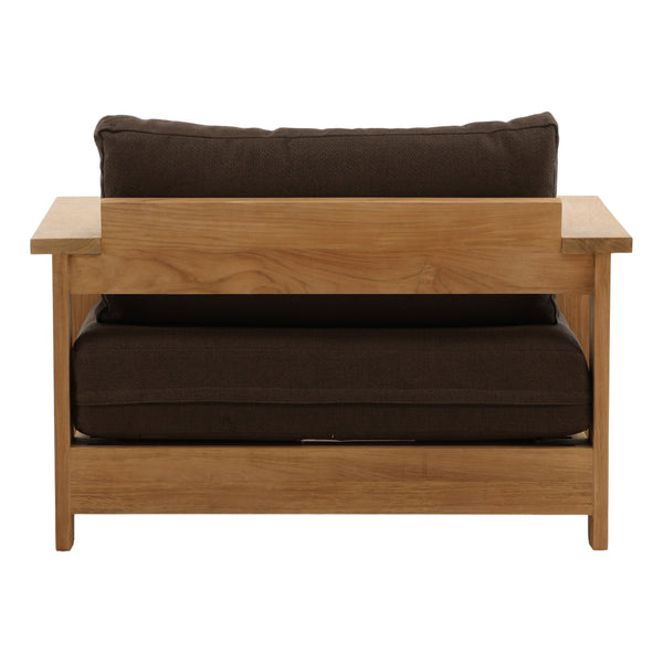 Outdoor Brown Upholstered Teak Wood Chair