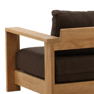 Outdoor Brown Upholstered Teak Wood Chair