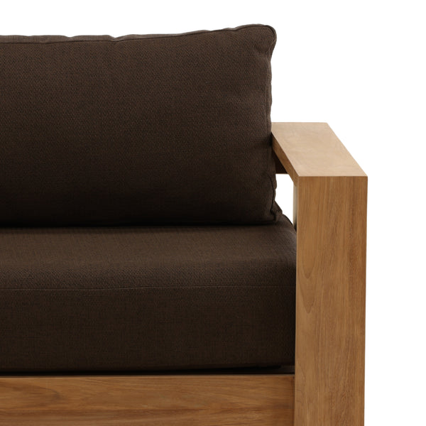 Outdoor Brown Upholstered Teak Wood Chair