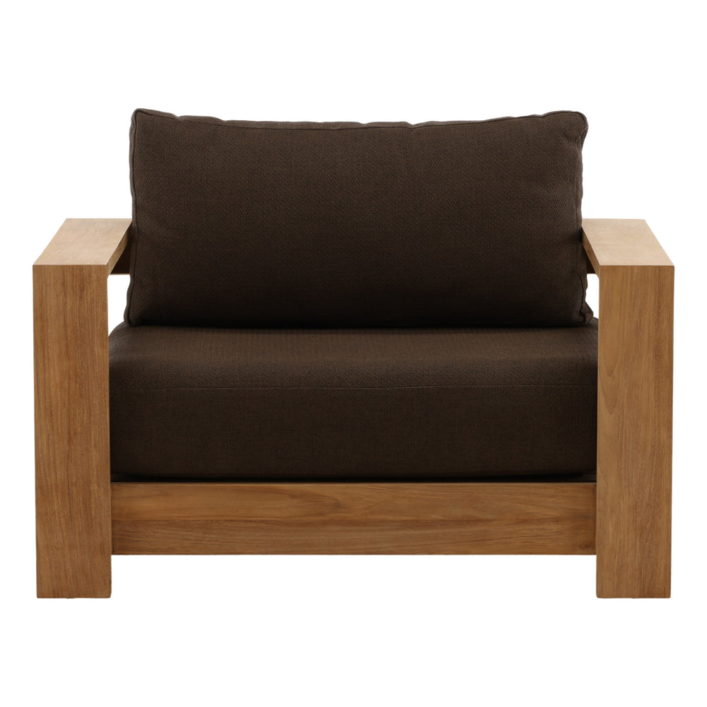 Outdoor Brown Upholstered Teak Wood Chair