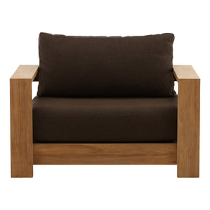 Outdoor Brown Upholstered Teak Wood Chair