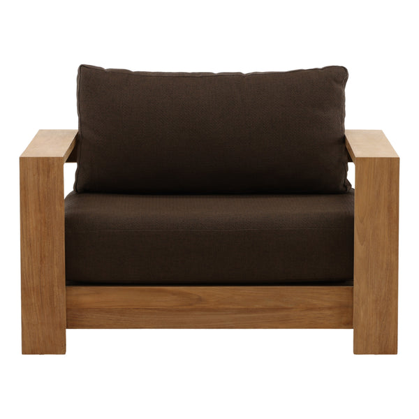 Outdoor Brown Upholstered Teak Wood Chair