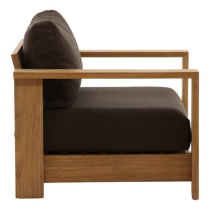 Outdoor Brown Upholstered Teak Wood Chair