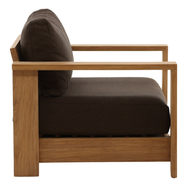 Outdoor Brown Upholstered Teak Wood Chair