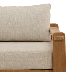Outdoor Taupe Upholstered Teak Wood Chair