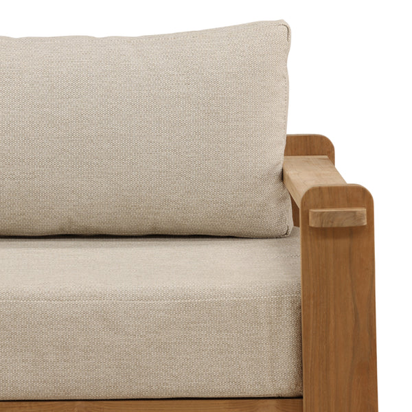 Outdoor Taupe Upholstered Teak Wood Chair