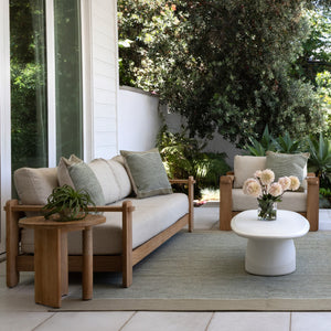 Outdoor Taupe Upholstered Teak Wood Chair