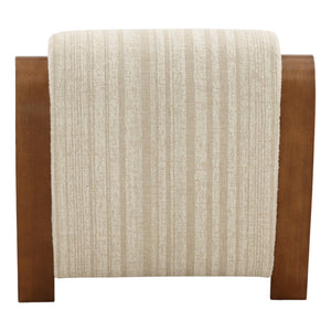 Textured Striped Chenille and Oak Wood Occasional Chair - Cream