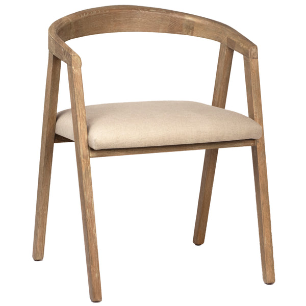 Oak Wood Frame and Linen Dining Chair