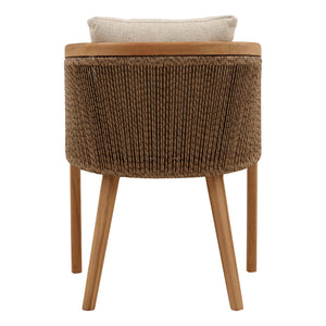 Outdoor Teak Wood and Fabric Upholstered Dining Chair - Sand