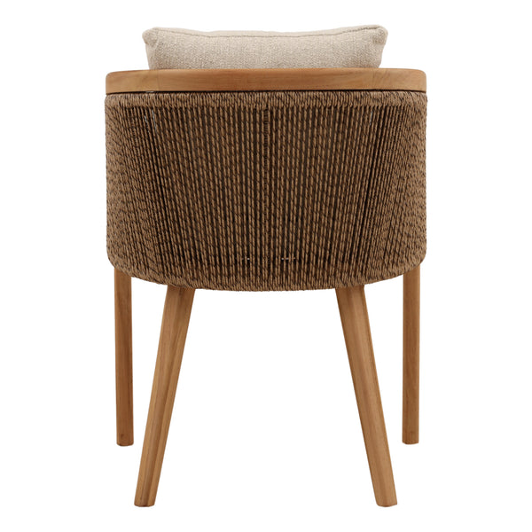 Outdoor Teak Wood and Fabric Upholstered Dining Chair - Sand