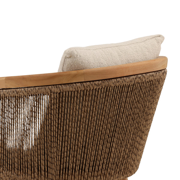 Outdoor Teak Wood and Fabric Upholstered Dining Chair - Sand