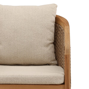 Outdoor Teak Wood and Fabric Upholstered Dining Chair - Sand