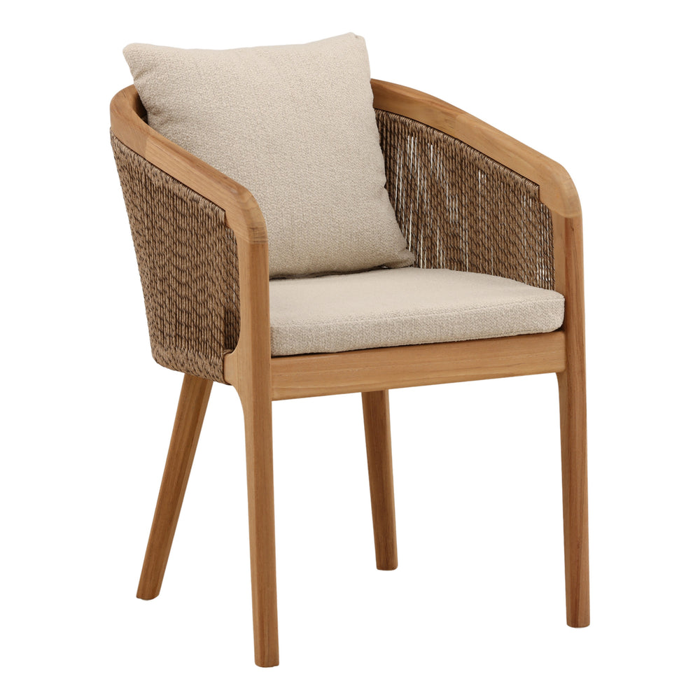 Outdoor Teak Wood and Fabric Upholstered Dining Chair - Sand