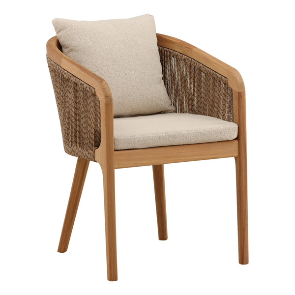 Outdoor Teak Wood and Fabric Upholstered Dining Chair - Sand