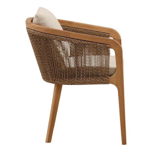 Outdoor Teak Wood and Fabric Upholstered Dining Chair - Sand