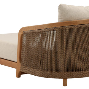 Outdoor Teak Wood and Fabric Upholstered Chaise - Sand