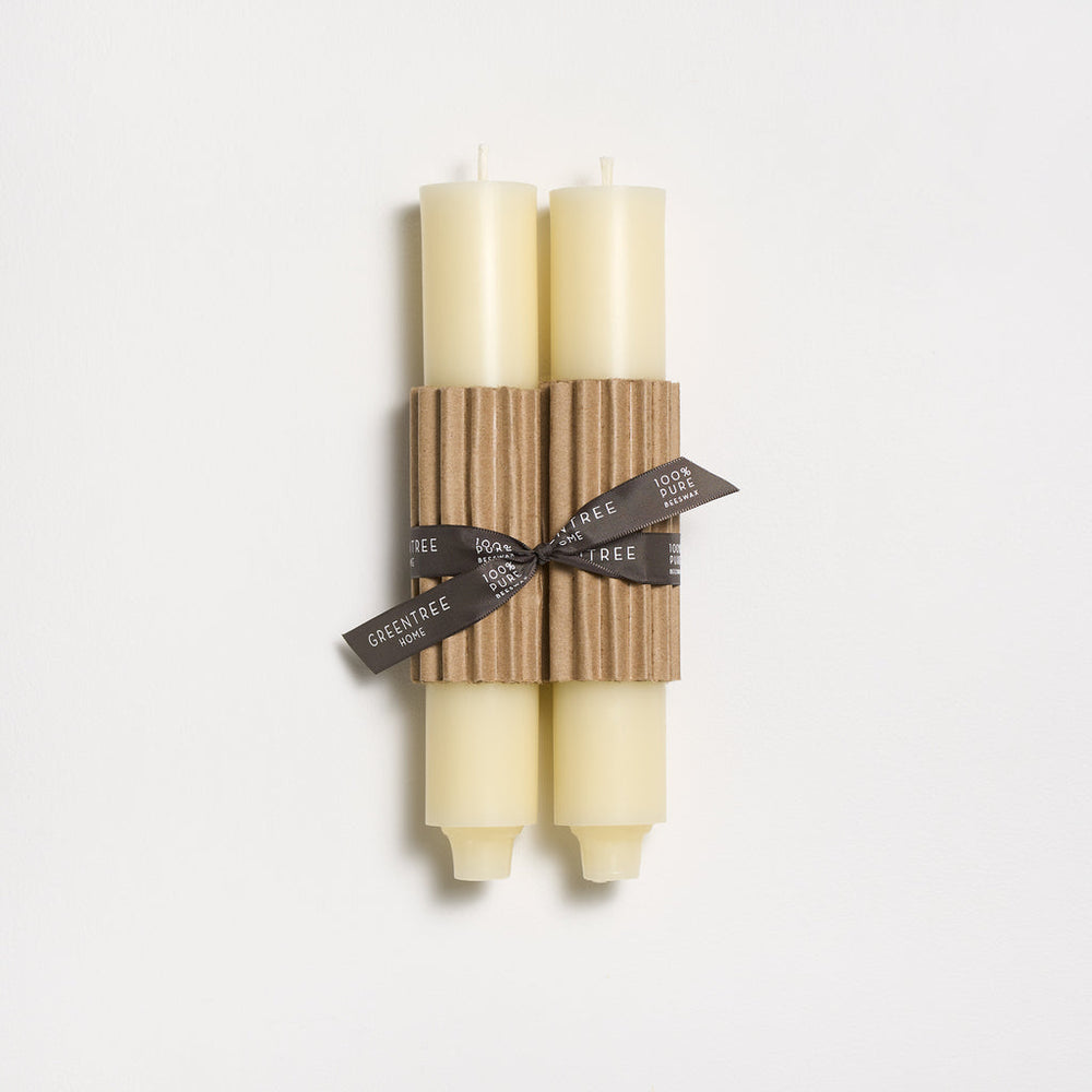 Beeswax Column Candle Pair - Cream