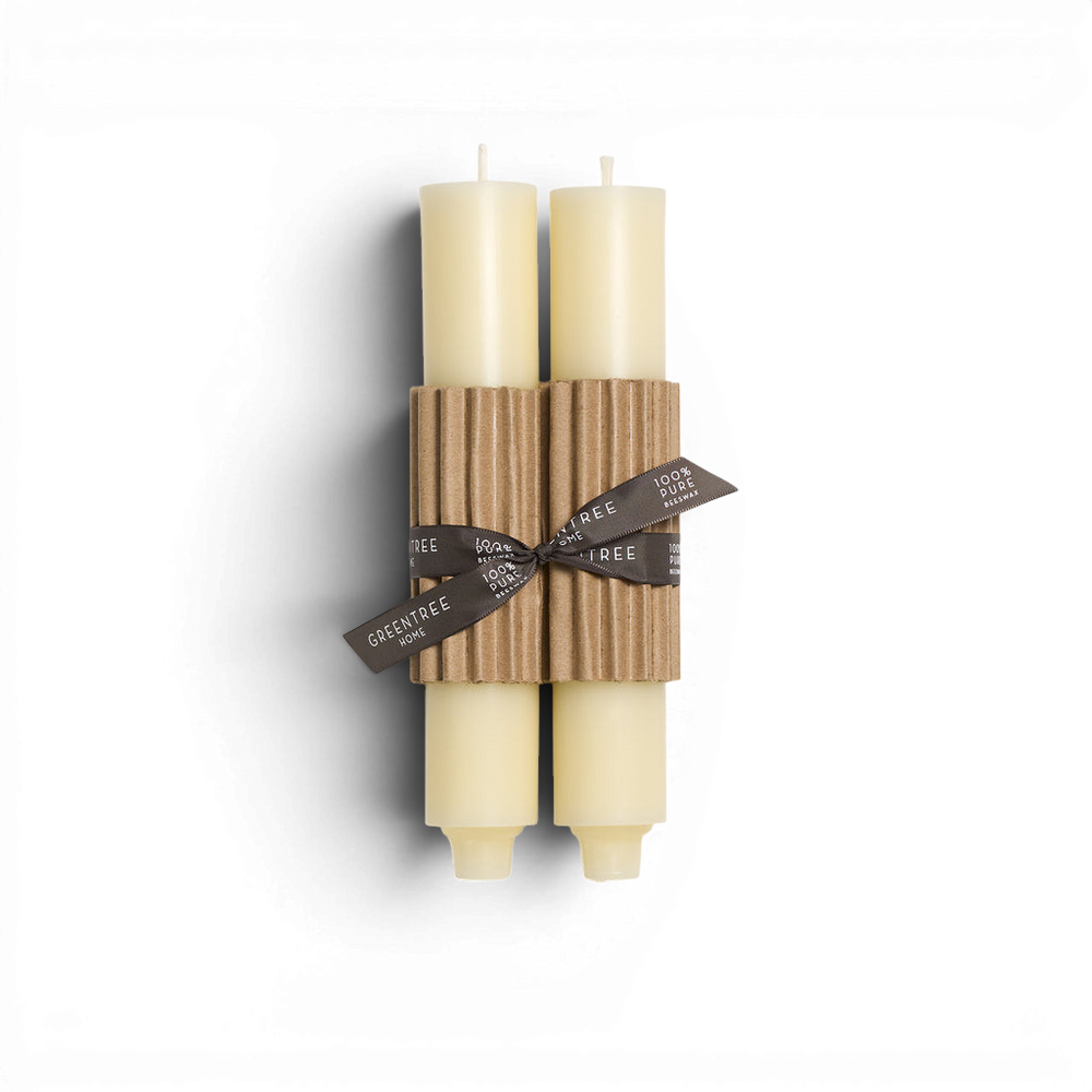 Beeswax Column Candle Pair - Cream
