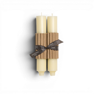 Beeswax Column Candle Pair - Cream