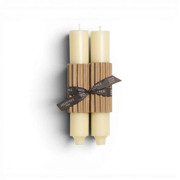Beeswax Column Candle Pair - Cream