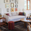 Dorothy custom sofa in Atwater Village los angeles living room with vintage kilim ottoman and mcm coffee table