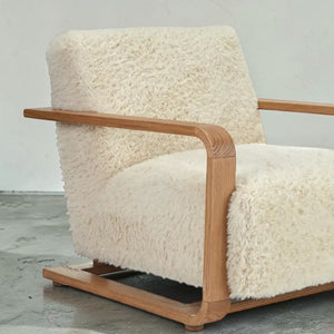 Cream Faux Fur Lounge Chair