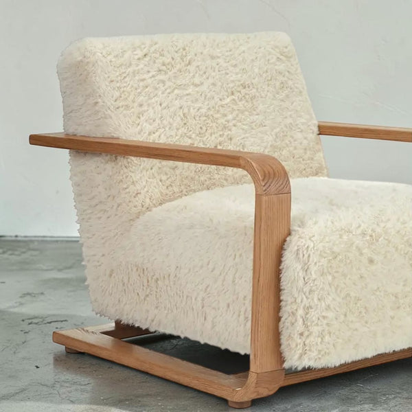 Cream Faux Fur Lounge Chair