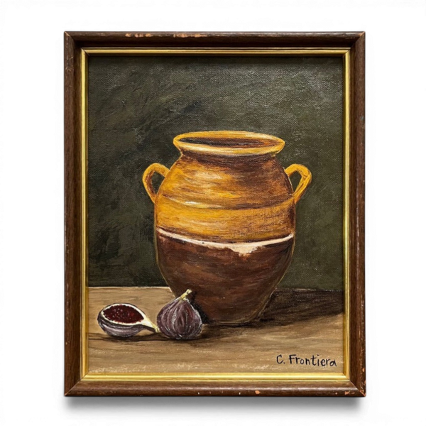 Framed Pottery and Figs Still Life • 9" x 11"