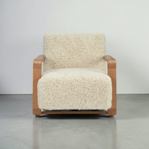 Cream Faux Fur Lounge Chair