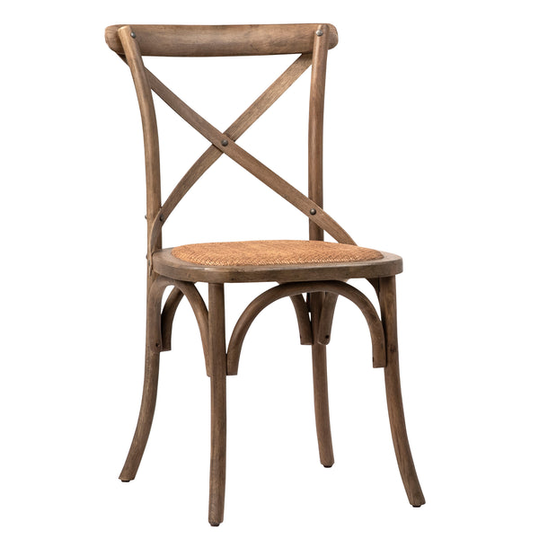 Oak Wood Frame and Rattan Dining Chair