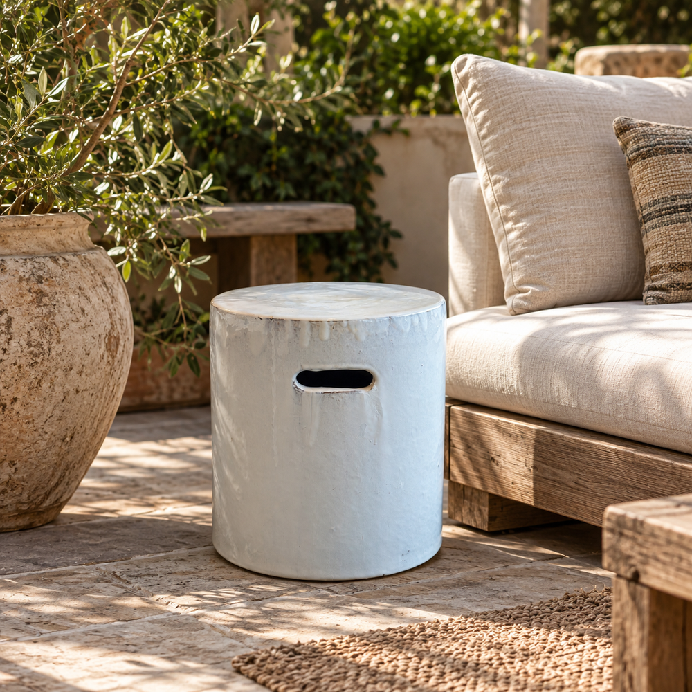 White Ceramic Garden Stool