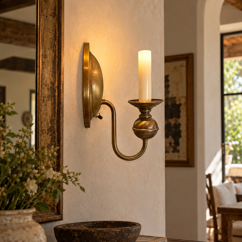 vintage brass wall sconce with aged brass finish