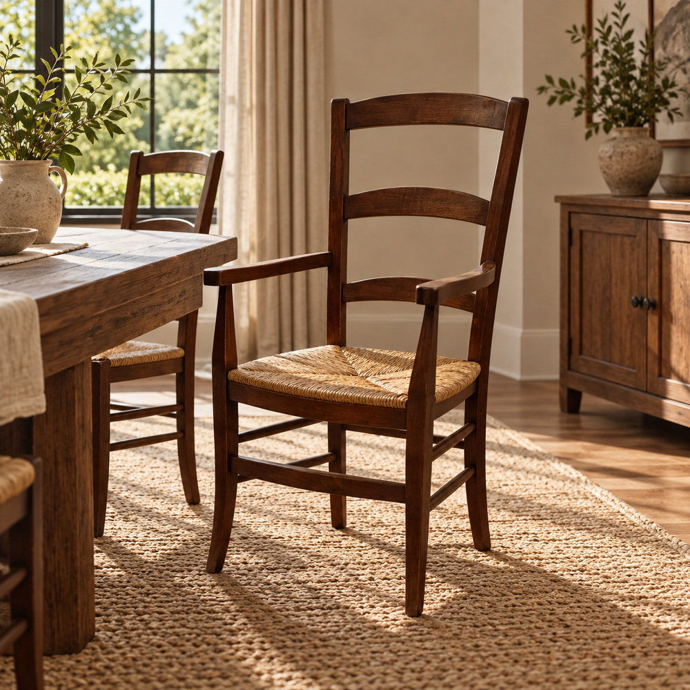 Vintage French Woven Rush Occasional Chair