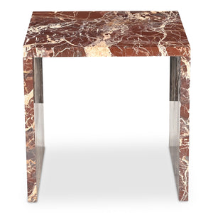 Rosso Levanto Marble Accent Table