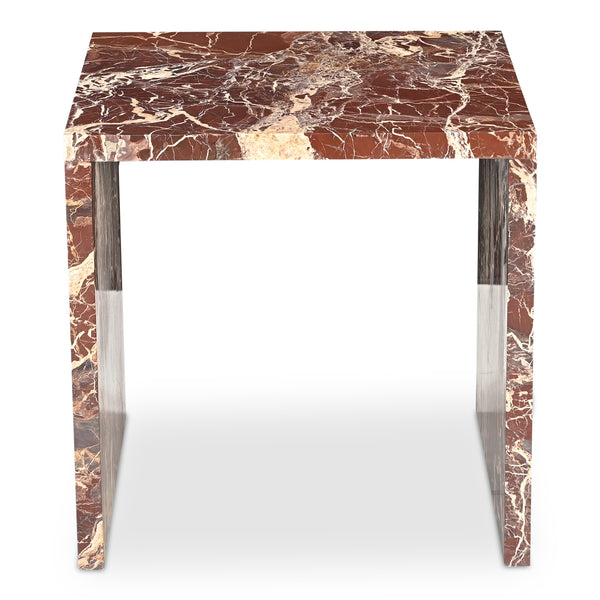 Rosso Levanto Marble Accent Table