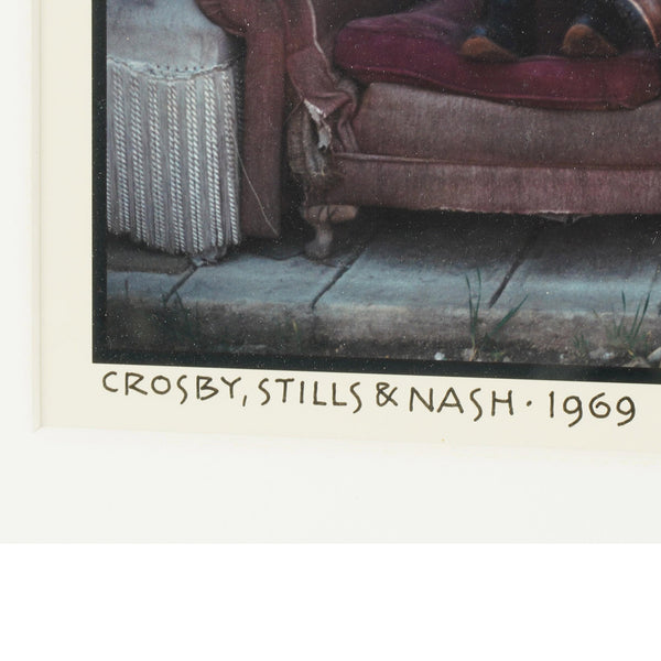 henry diltz framed photograph of crosby, stills and nash in 1969