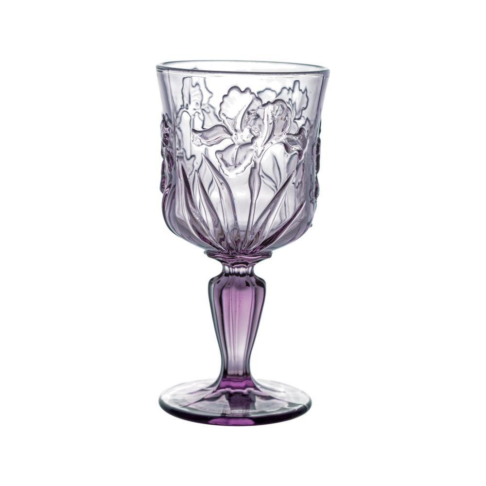 Purple Orchid Embossed Vintage Glass Goblets