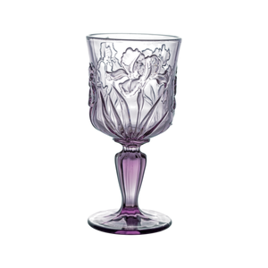 Purple Orchid Embossed Vintage Glass Goblets