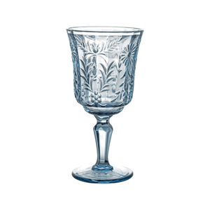 Blue Daisy Embossed Vintage Glass Goblets