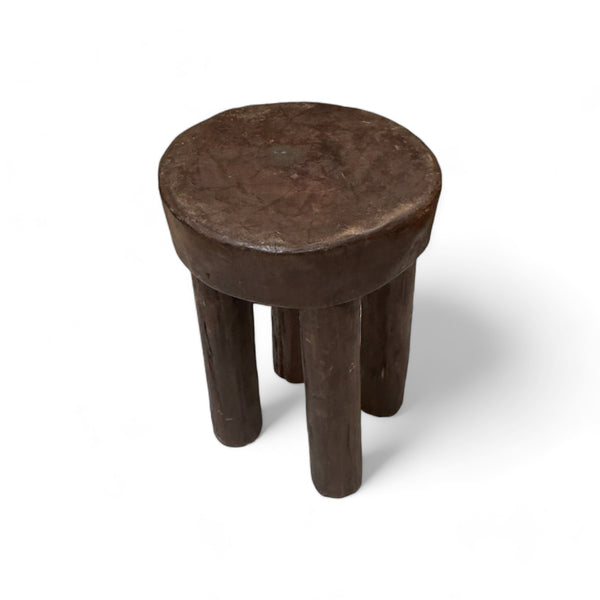 small hand carved primitive style wooden stool