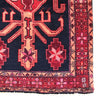 Red black and pink vintage area rug with floral border